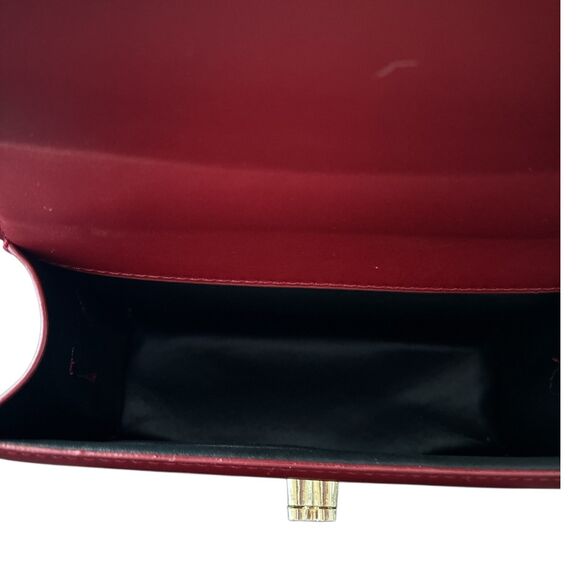 Cherry Print Top Handle Bag Red White Gold Twist Handle Floral Clasp Purse Retro - Picture 4 of 7